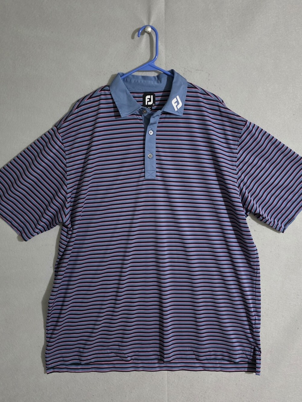 Footjoy Mens Blue/Black/Pink Striped Tour Collar Golf Polo Size XXL